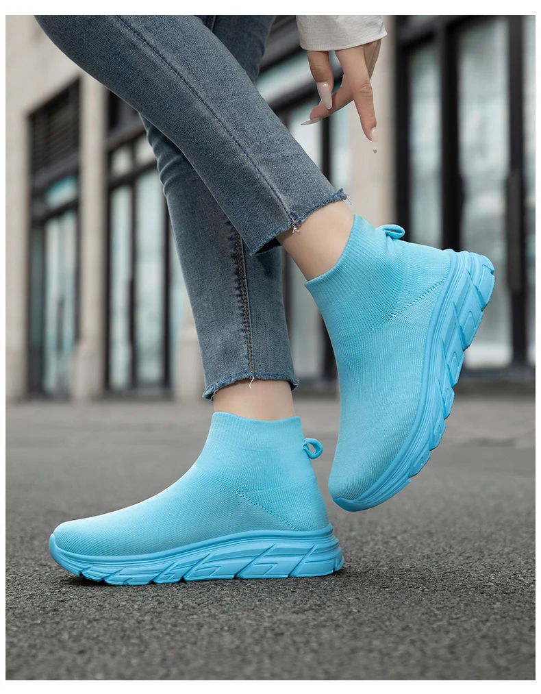 Unisex High-Top Laufschuhe für Männer und Frauen, Bequeme Atmungsaktive Strick-Sneaker, Rutschfeste Outdoor-Schuhe für Damen und Herren – Detail 20