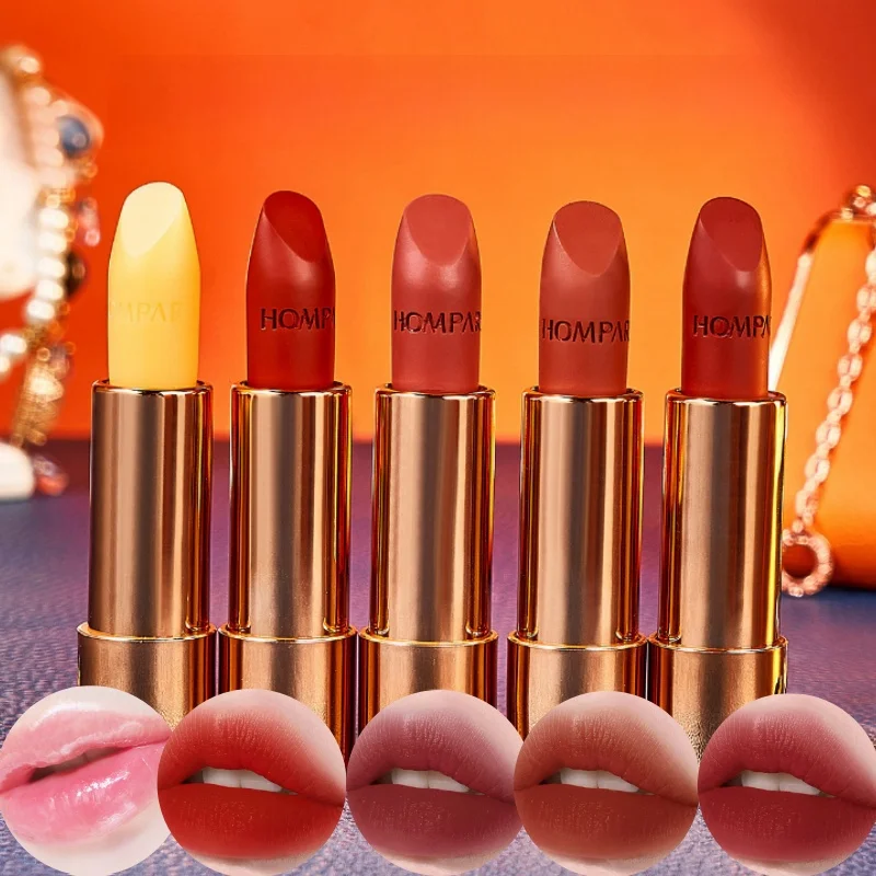 Five-color Lipstick Set, Moisturizing and Non-fading, Soft Mist Makeup Set, Must-have 5-pack Lipstick Gift Box for Dating