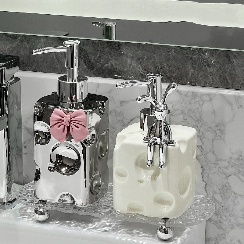 Cheese Ceramic Soap Bottle Bathroom Accessories Shampoo Bottle Portable Press Sub-bottle Nordic Home Decoration Soap Dispenser