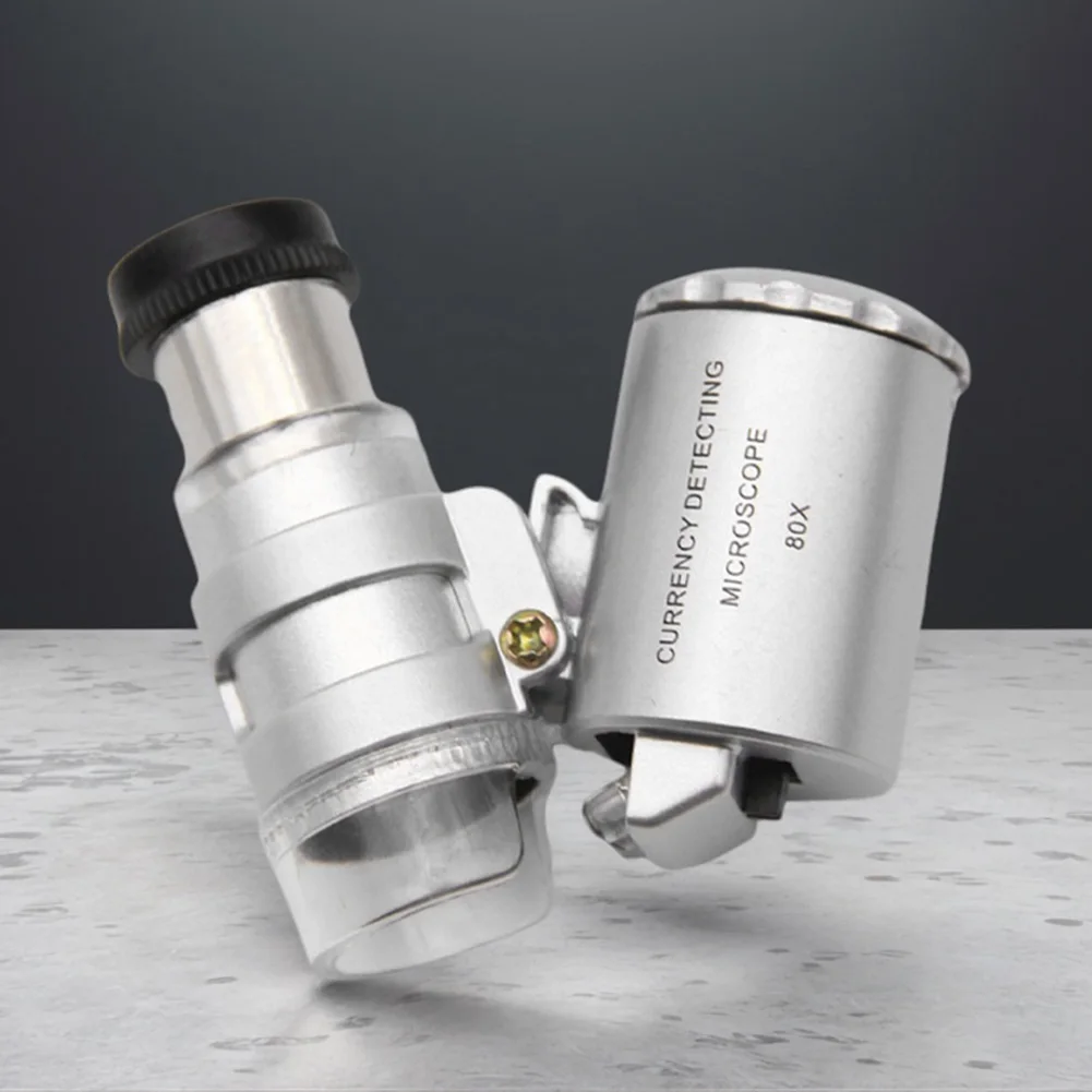 Jewelry Appreciation Microscope with LED Adjustable Jeweler Loupe Illuminated Handheld Magnifying Glass for Currency Detection