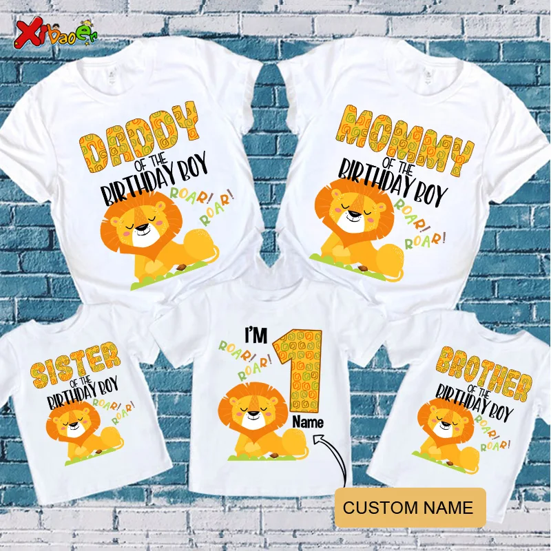 

family matching outfits for birthday party Lion t shirts boys Birthday Shirts Personalized name Birthday Outfit Kids Adults tees