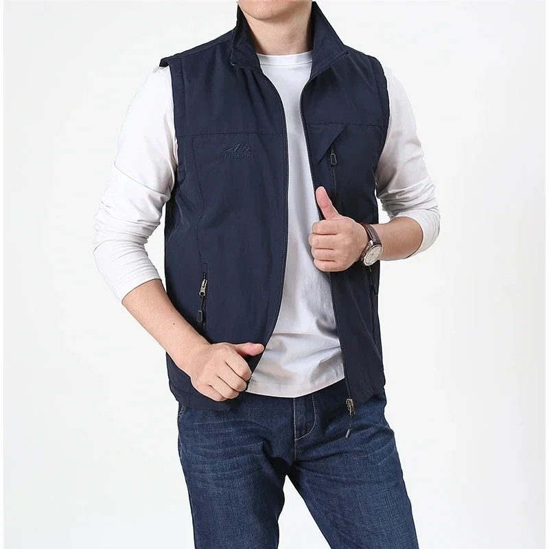 Jaqueta colete masculina, top com ombro camisola, sofisticado, luxo leve, primavera e outono, gola alta casual dupla face, func