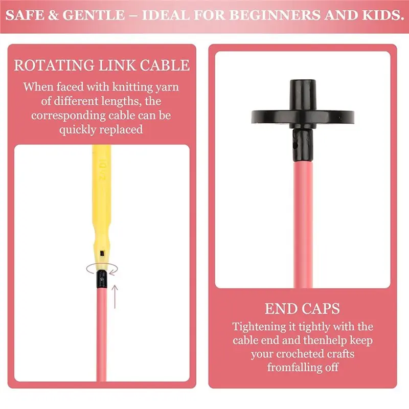 مجموعة إبر الحياكة الدائرية البلاستيكية - أداة قابلة للتبديل 10 أحجام 3.75 مم إلى 10 مم لمشاريع الحياكة اليدوية ذاتية الصنع #5