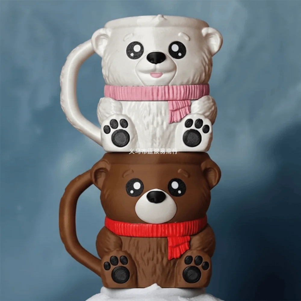 جديد مع اثنين من الملاعق الآيس كريم باينت حامل كوب نونسليب ثلاثية الأبعاد مطبوعة ذوبان المانع الدب القطبي حامل المصاصة للهدايا عاشق