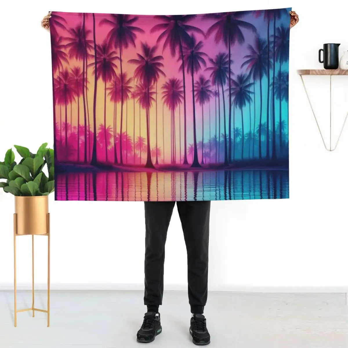 

Sunset on a tropical paradise beach Throw Blanket Warm Plush Fuzzy Blanket for Living Room