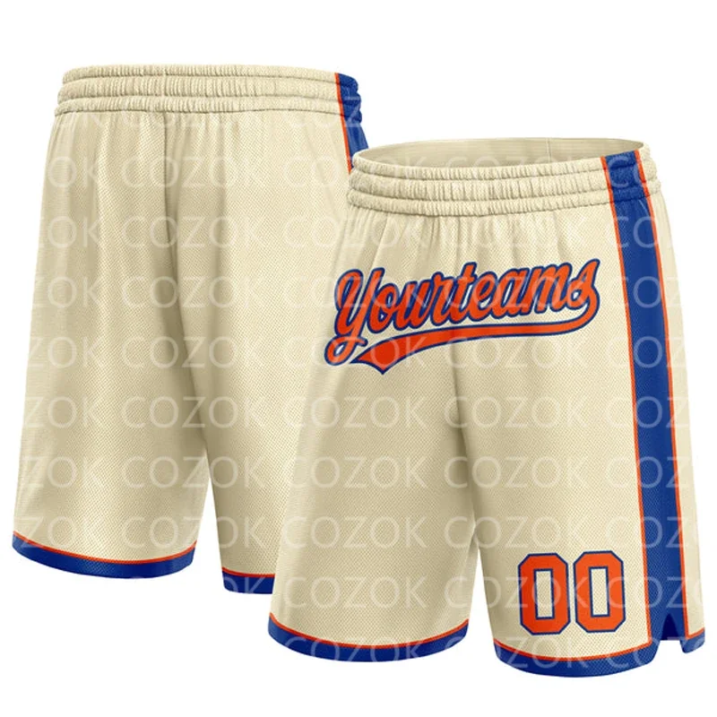 Custom Cream Colour Authentic Basketball Shorts 3D Printed Men Shorts Your Name Mumber Quick Drying Beach Shorts