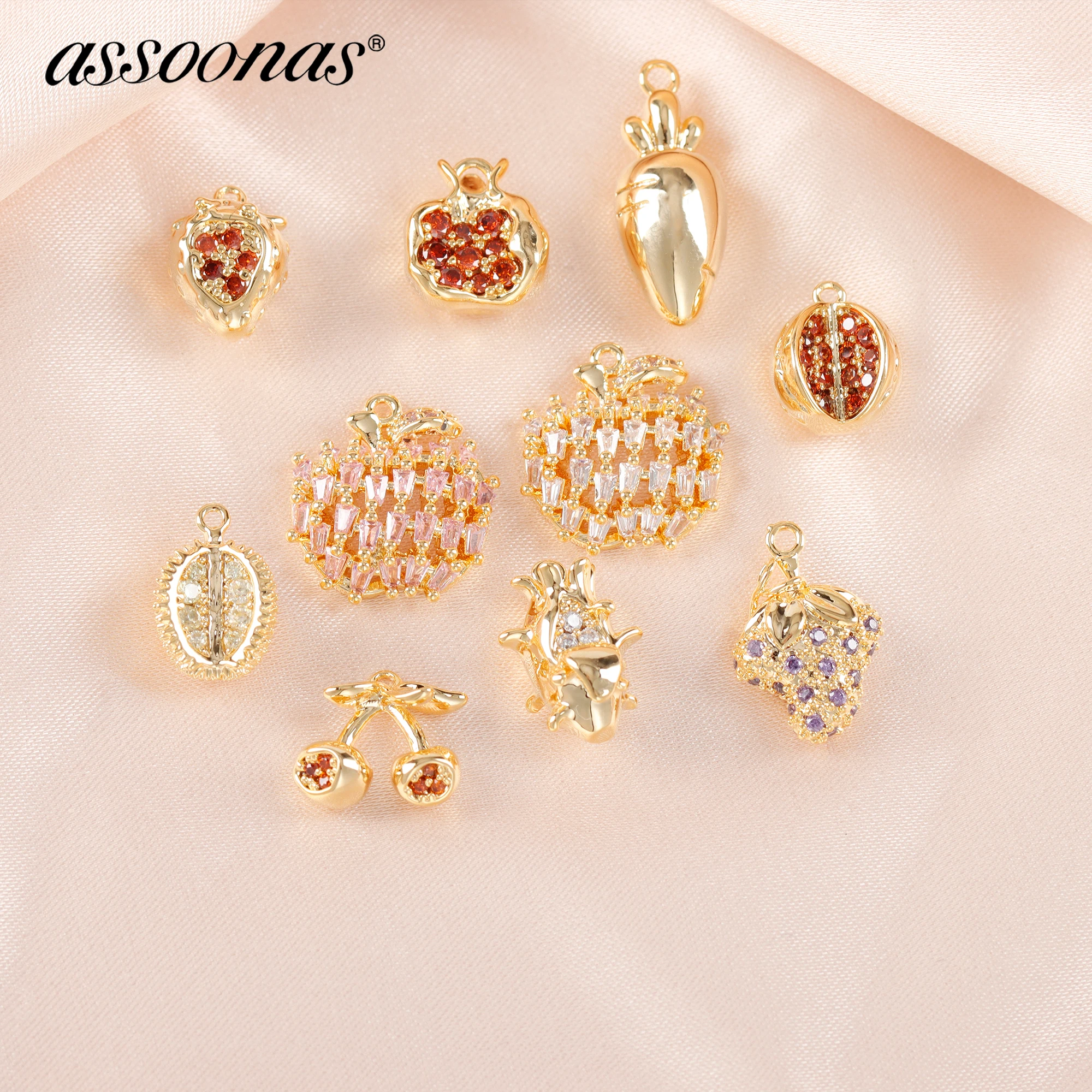 

(MA10) 6pcs High Quality 18K Gold Plated Copper and Zircons Charms Pendants Diy Jewelry Findings Accessories