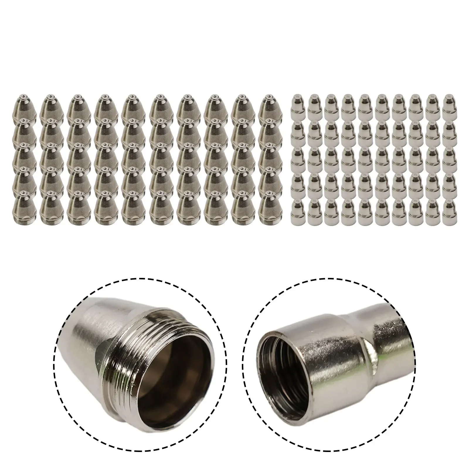 100pcs 1.1/1.3/1.5/1.7mm P80 Plasma Electrode Tip Nozzle Compatible With CUT-70/80/100/120 Plasma Cutting Machines Accessories