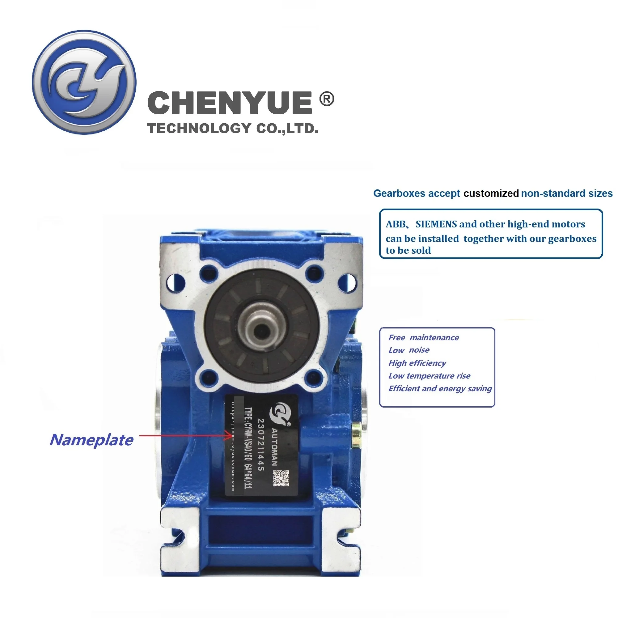 CHENYUE High Torque CNC Worm Gearbox Reducer NMRW 40 CYRW Input 14/11mm Output 18mm Ratio 5:1/100:1 Tin Bronze Free Maintenance