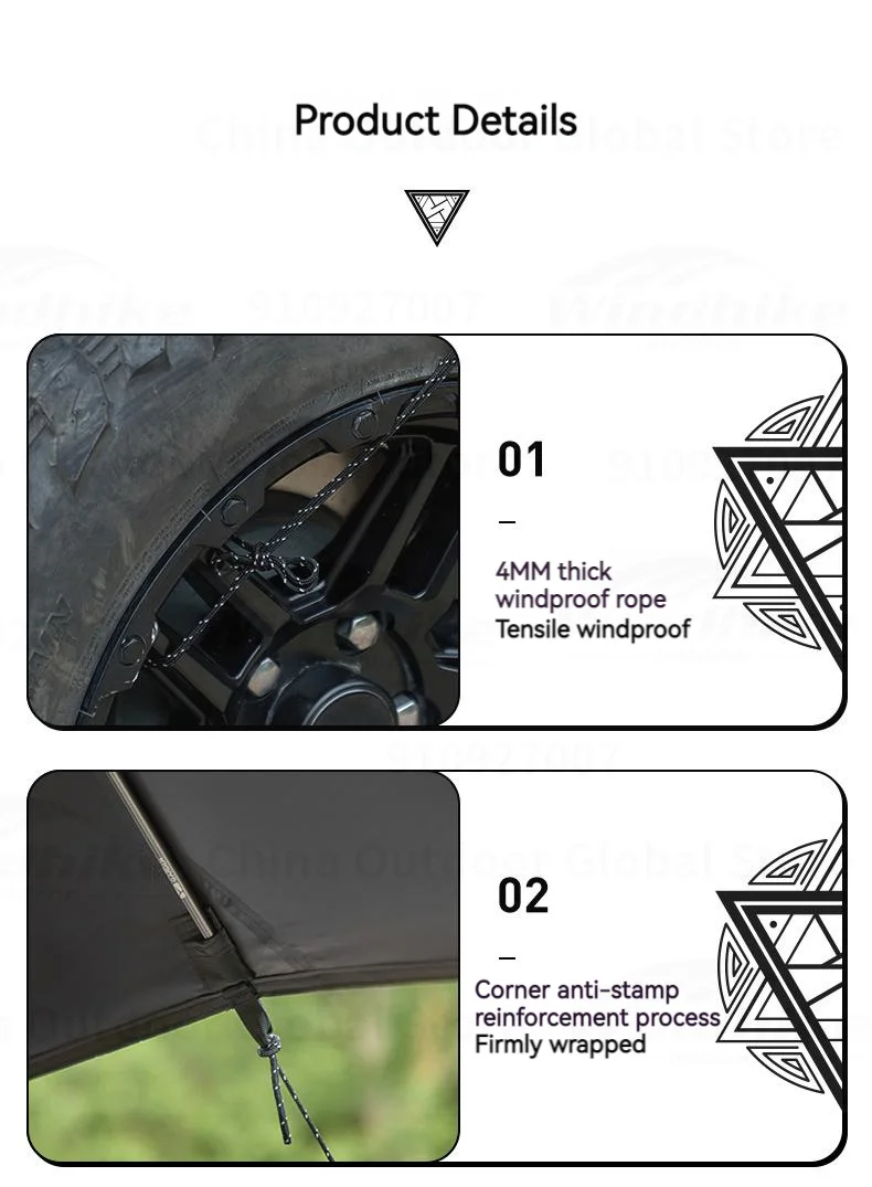 MOBI GARDEN Car Side Tent SUV Docking Camping Picnic Waterproof Sunscreen UPF50+ Convenient Black Advanced Canopy Awning Outdoor image 36