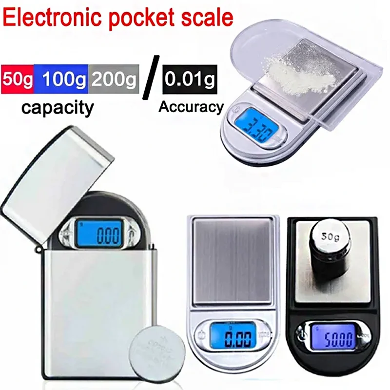 Imagem -02 - Balança Eletrônica Mini Bolso Isqueiro Alta Precisão Digital Comida Jóias Gem Cozinha Ferramenta de Peso 100g 200g