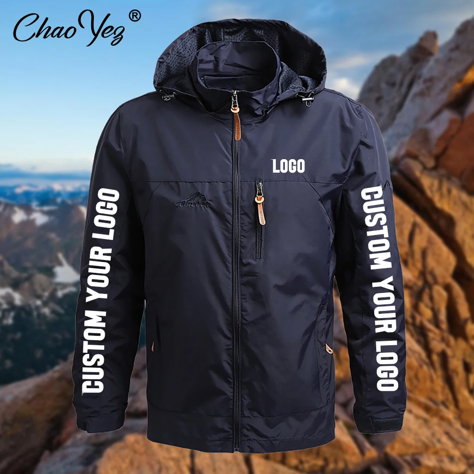 2024 DIY Men Working Overcoat Waterproof Hooded Windbreaker Coat Jacket Y2k Clothing Autumn Outdoor Custom Your Logo