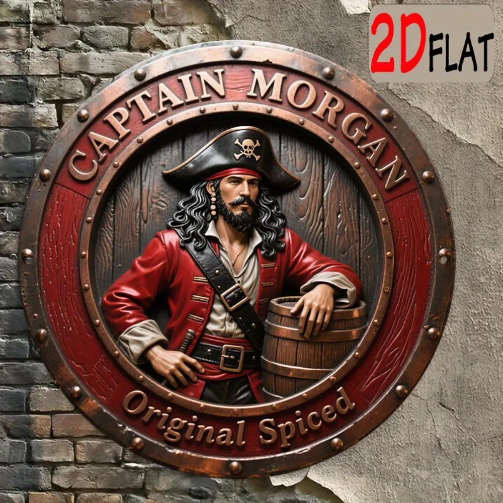 Pirate Captain Ship Metal Sign Vintage Nautical Wall Plaque Aluminum Decor