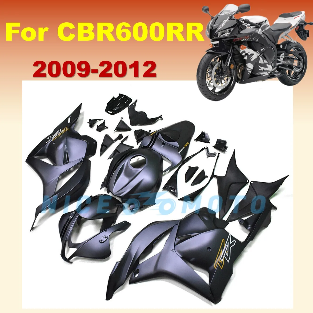 

Custom Injection Fairings Kits Fit For CBR600RR 2009 2010 2011 2012 cbr600rr 09-12 Motorcycle Bodywork Set Matte Black