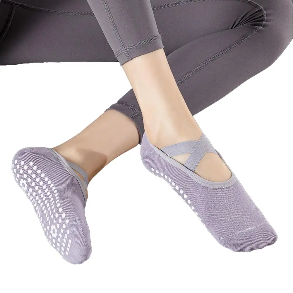 1 paio di calzini da Yoga da donna in Silicone antiscivolo per balletto Pilates fasciatura traspirante calzini da donna calzini sportivi senza schienale V1J8