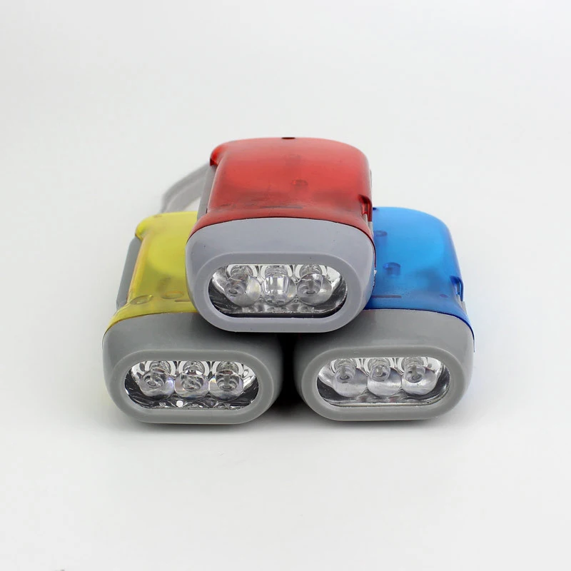 Portable Hand Pressing LED Night Flashlight Self-Powered Dynamo Crank Power Wind Up Manual Power Generation For Camping Riding