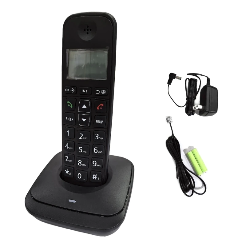 D1007 Cordless Landline Phone with Phonebook Storage and Easy to Operate Multiple Function Low Radiation