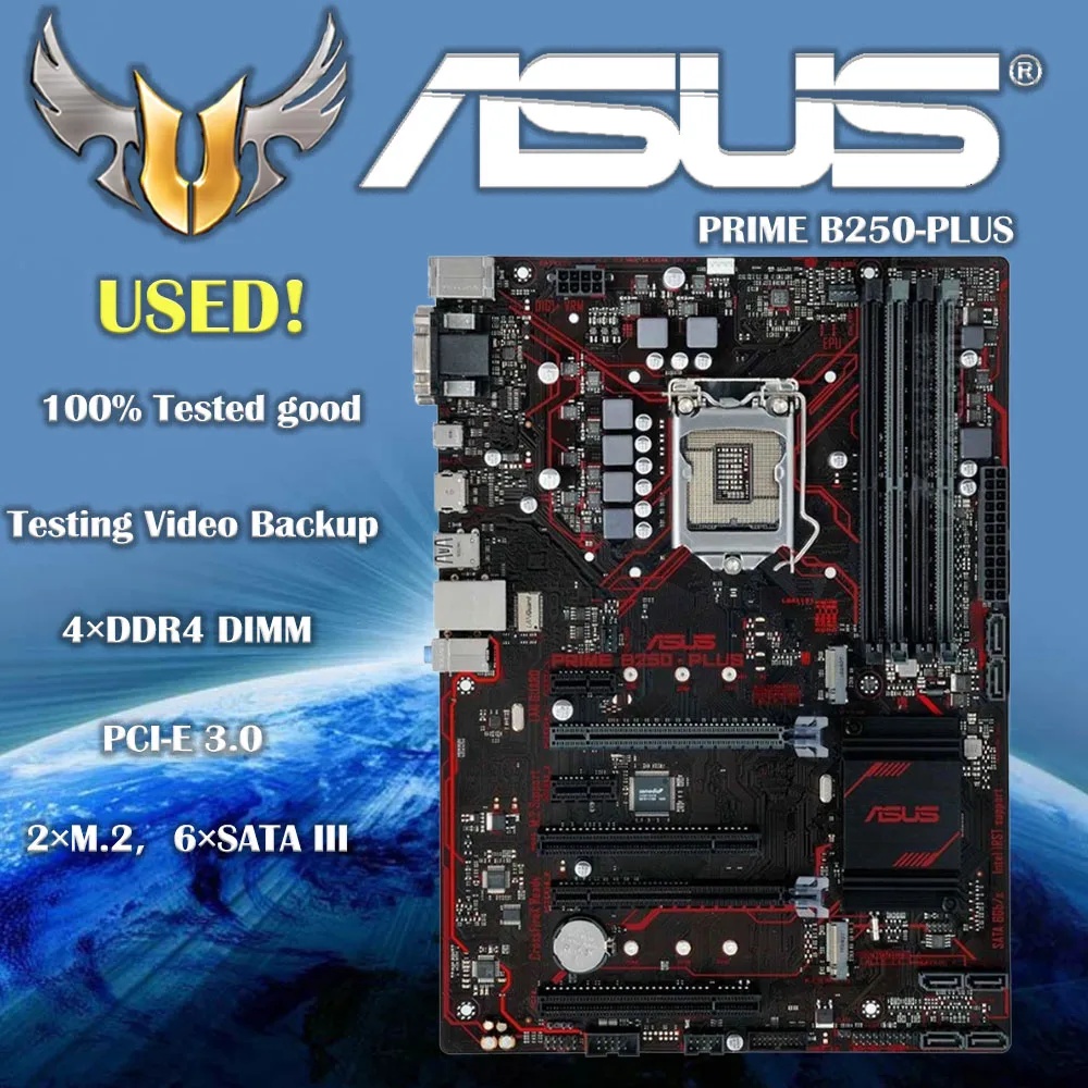 

Used Asus PRIME B250-PLUS Original Desktop Intel B250 DDR4 Motherboard LGA 1151 i7/i5/i3 USB3.0 SATA3