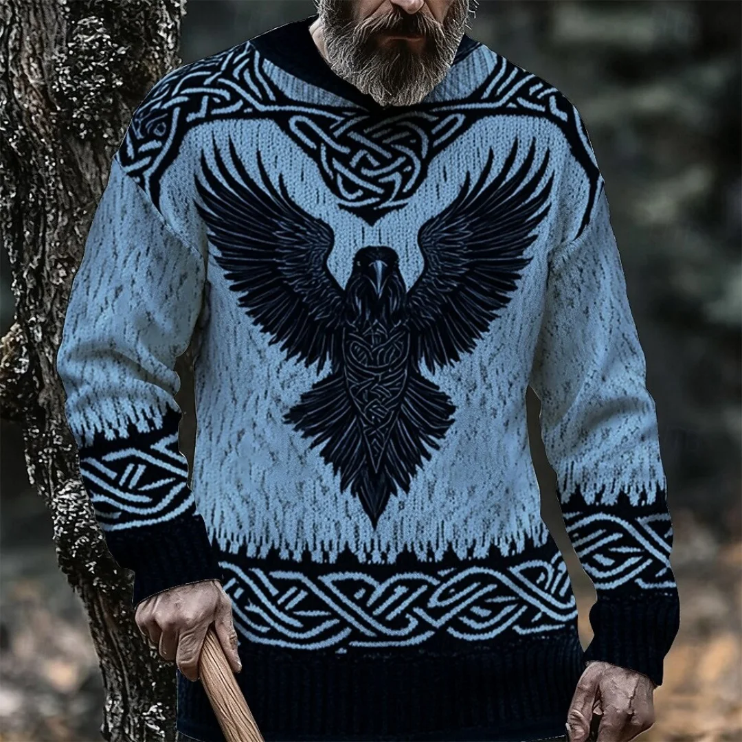 

Funny 3D Eagle Print Pullover for Men Fashion Pirate Symbol Pattern Vintage Clothes Autumn Winter Casual Round Neck Sweatshirts