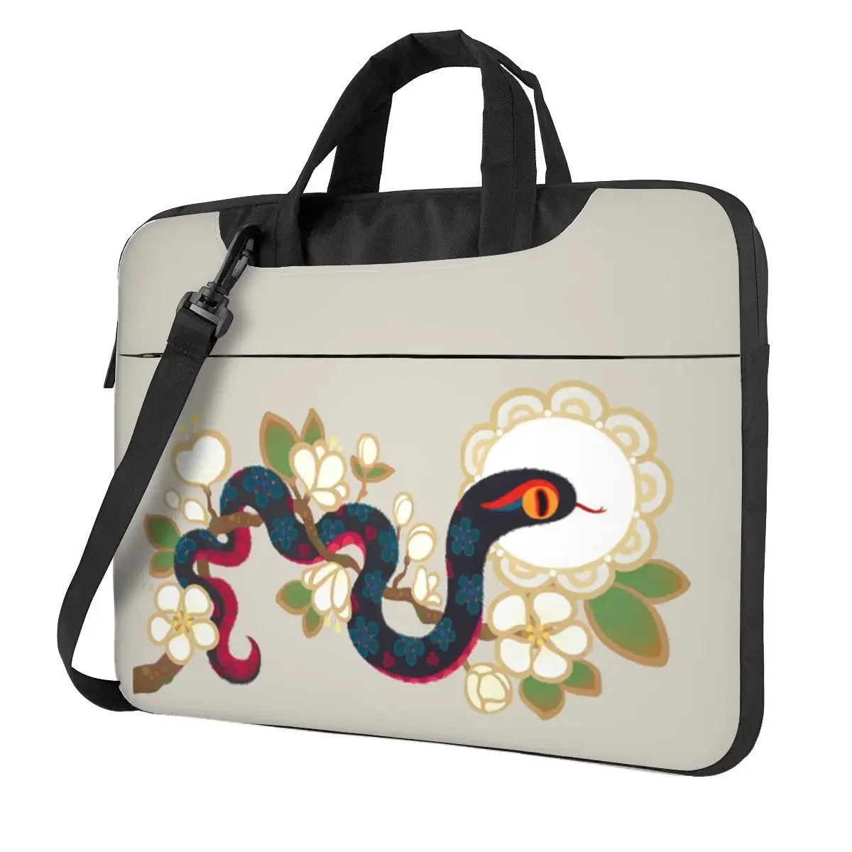 

Snake And Flowers 2 Crossbody Laptop Bag Case Computer Bag 13 14 15.6 Inch Notebook Pouch for Macbook Pro Lenovo