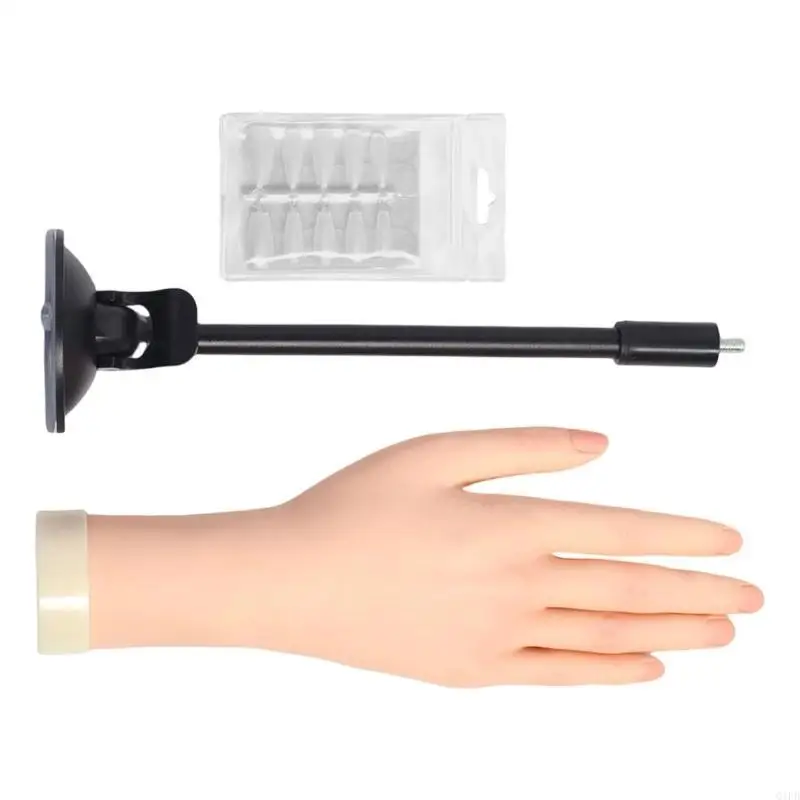 

Q1FB Technician Training Manicure Training Hand With Removable Silicone Finger Models And Slip Proof Bottom Design