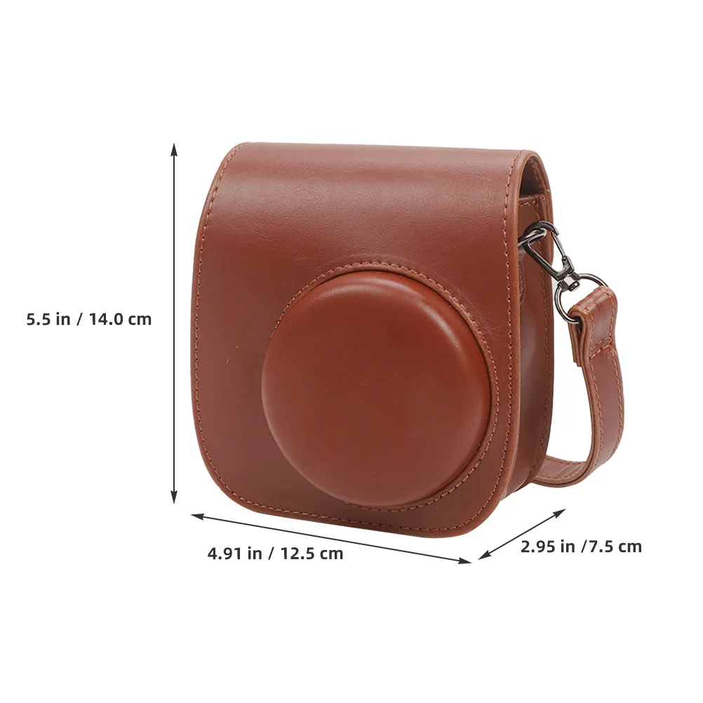 Camera Bag With Adjustable Shoulder Strap Removable Flip Cover Pu Case For Instant Camera Dustproof Scratch Resistant