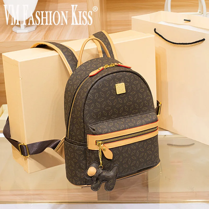 

VM FASHION KISS PVC Material Women's Backpack Vintage Female Shoulder Bags Sac A Dos Casual Travel Ladies Bagpack Mochilas 2024