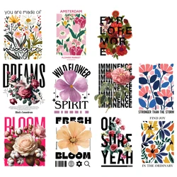 24cm Creative flower letter decal  Heat Transfer Prints White Dove Peony Rose for DIY Customized and Unique Apparel Decoration