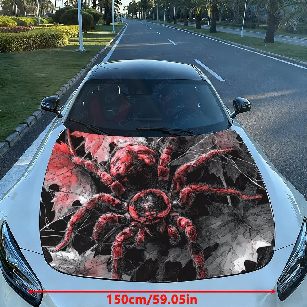 Red Spider Car Hood Sticker, Easy To Install And Remove, Independence Day Car Decoration, Suitable For A-class Sedan Exterior Ac