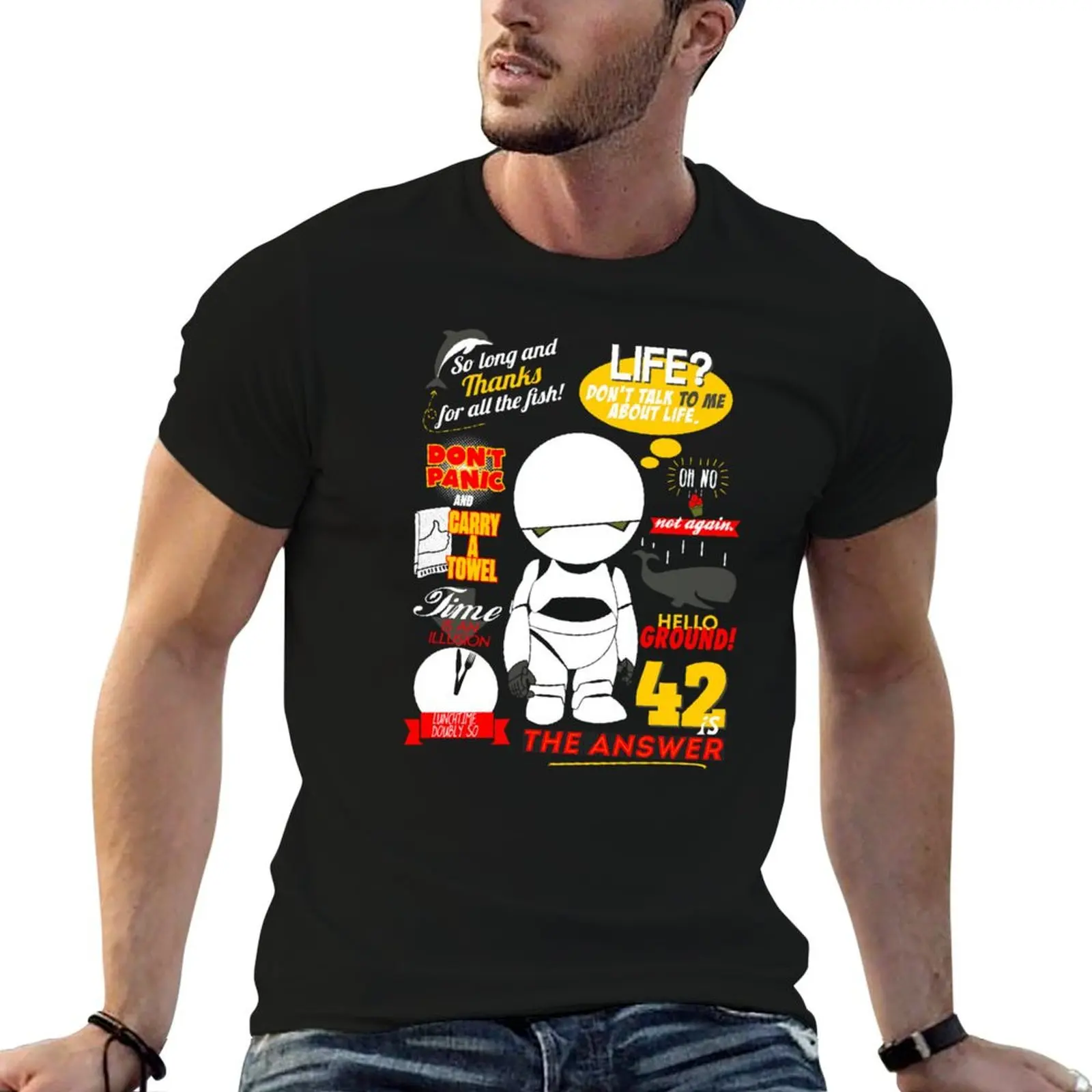 Hitchhikers Guide To The Galaxy 1 V-Neck T-Shirt plus size tops customs hippie clothes tee shirts for men