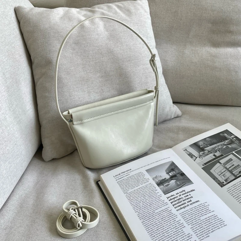 

High-end Elegant Square Bag Simple Versatile Bucket Bag High-quality Genuine Leather Shoulder Bag New Solid Color Crossbody Bags