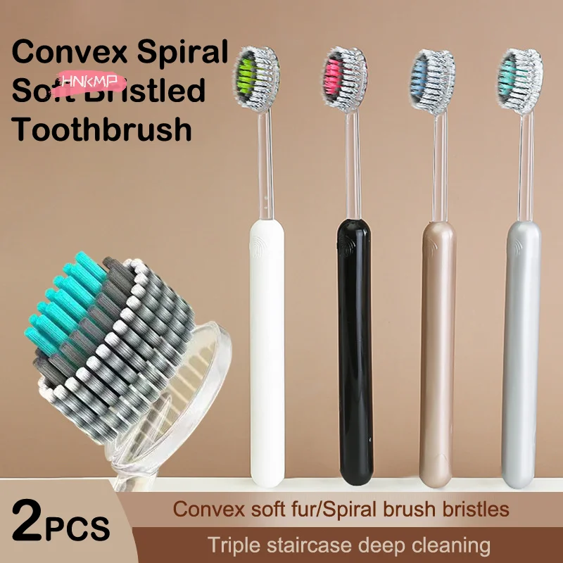 2Pcs Ultra-Fine Soft Hard Bristle Toothbrush Set for Adults Deep Cleaning Mouth Clean Toothbrush for Whitening Teeth