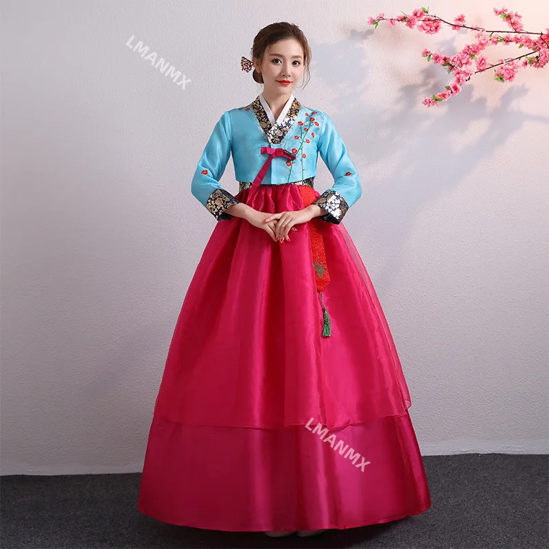 

Hanbok for Women Korean Traditional Costume Minority Palace Performance Court Clothes Flower New Year Wedding Party Dance Dress