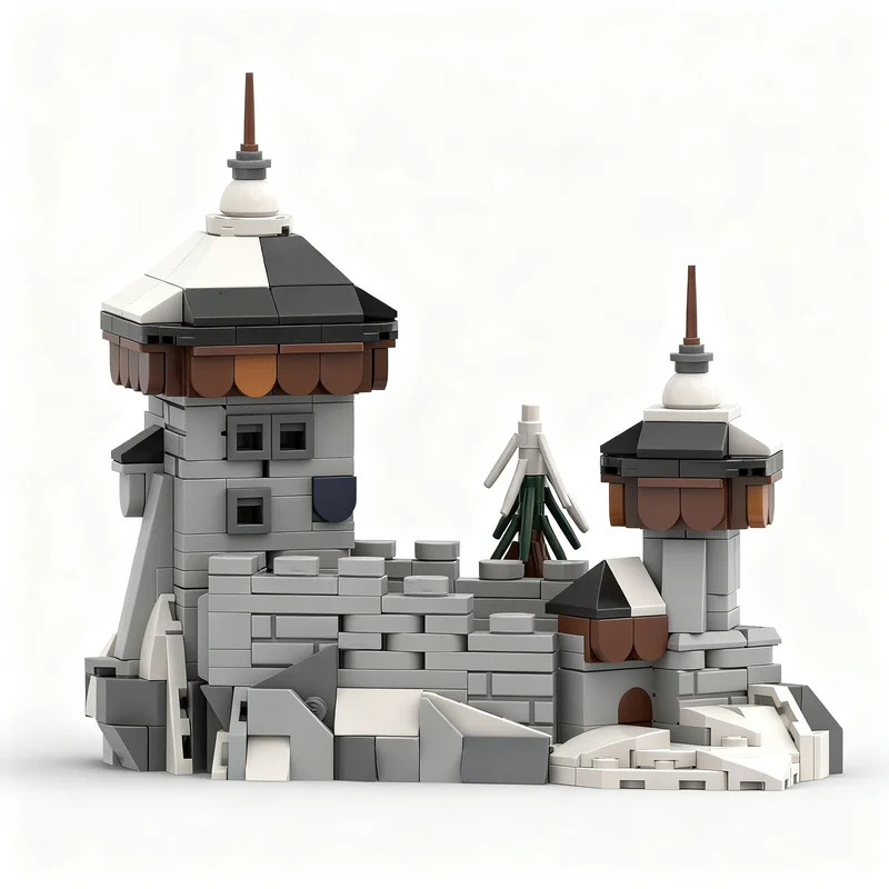 404pcs MOC Small Winter Castle – Swiss Alpine – MINI Model Building Blocks Toys Education Assemble Creative Collection Art 3D