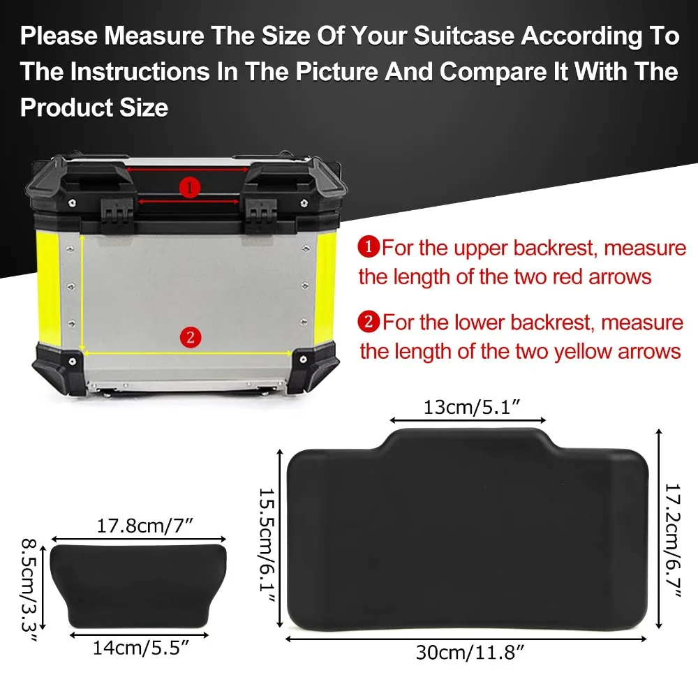 Motorcycle Top Box Back Support Cushion Bike Back Box Luggage Case Universal Backrest(50L Suitcase)