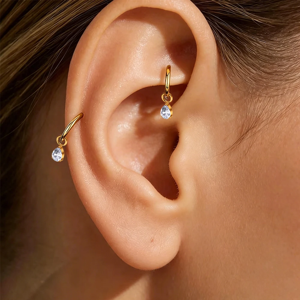 ASTM F136 Titan Birnenherz Kite CZ Drape Rook Ohrring 16G Clicker Hoop Knorpel Tragus Conch Lobe Helix Piercing Schmuck – Detail 17