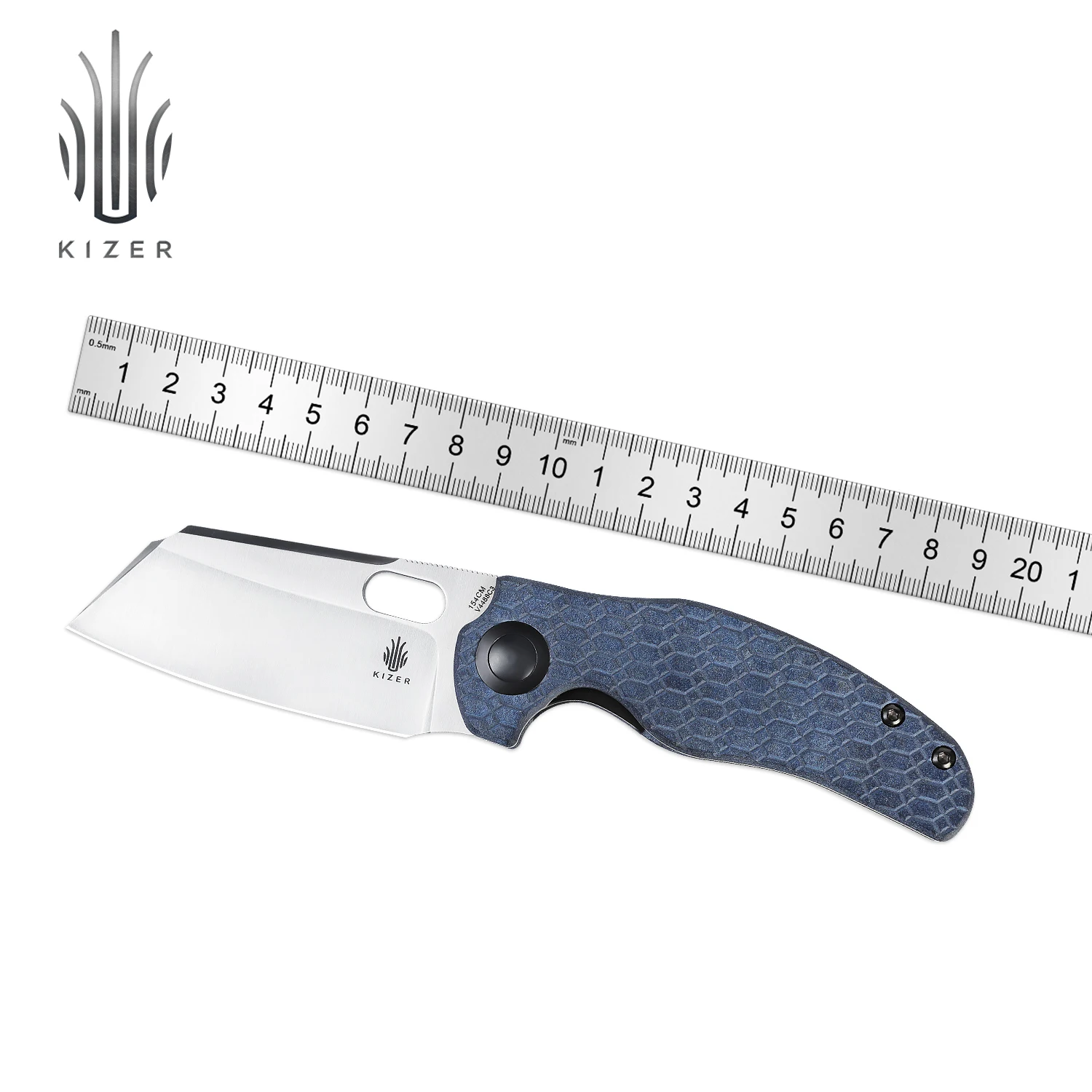 Kizer Camping Knife C01C V4488C3 2023 New Blue Richlite Handle with 154CM Steel Blade Folding Knife Designed by Sheepdog