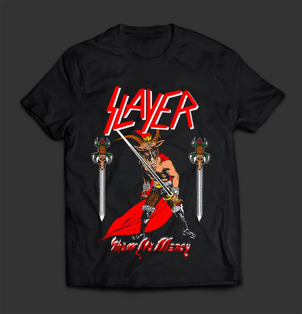 

Лето 2023, новая футболка SLAYER Show No Mercy с графическим принтом для мужчин и женщин, футболка с короткими рукавами, высококачественная уличная одежда