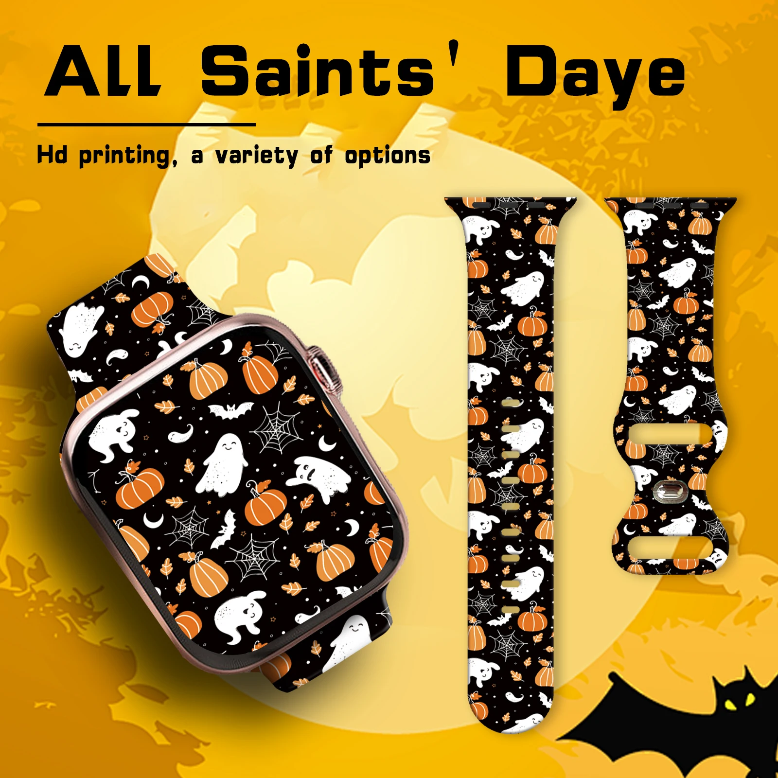 

Hallowmas pumpkin head Printed Strap for Apple Watch 11 10 9 8 Band Replaceable Bracelet for iWatch 46mm42mm 41mm 40mm Watchband