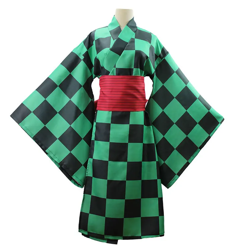 Anime Demônio Slayer Cosplay Traje, Kamado Tanjirou Kimono