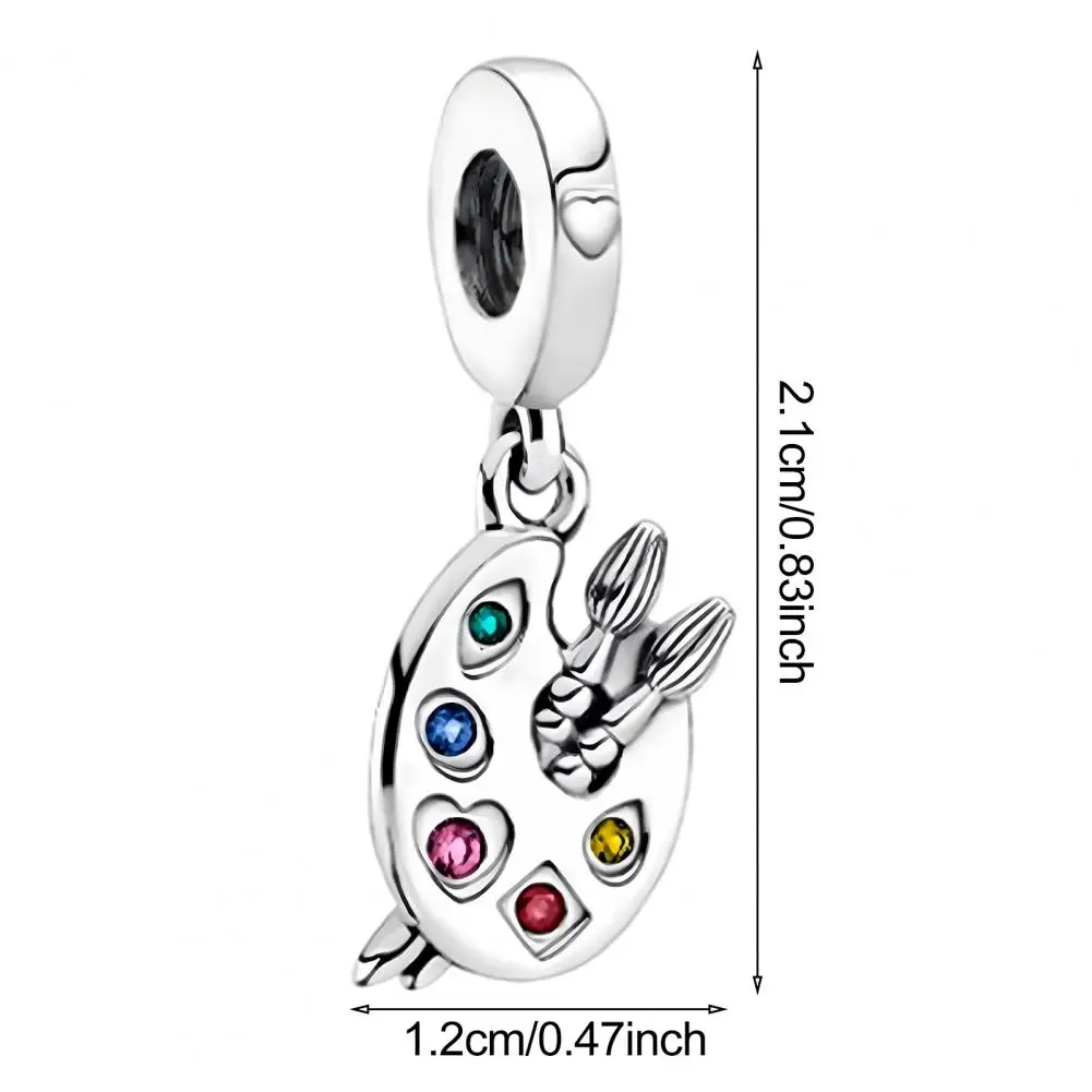 Necklace Pendant Accessory Artist Palette Pendant Charm with Brushes Rhinestone Decor for Bag Keychain Diy Jewelry Accessory