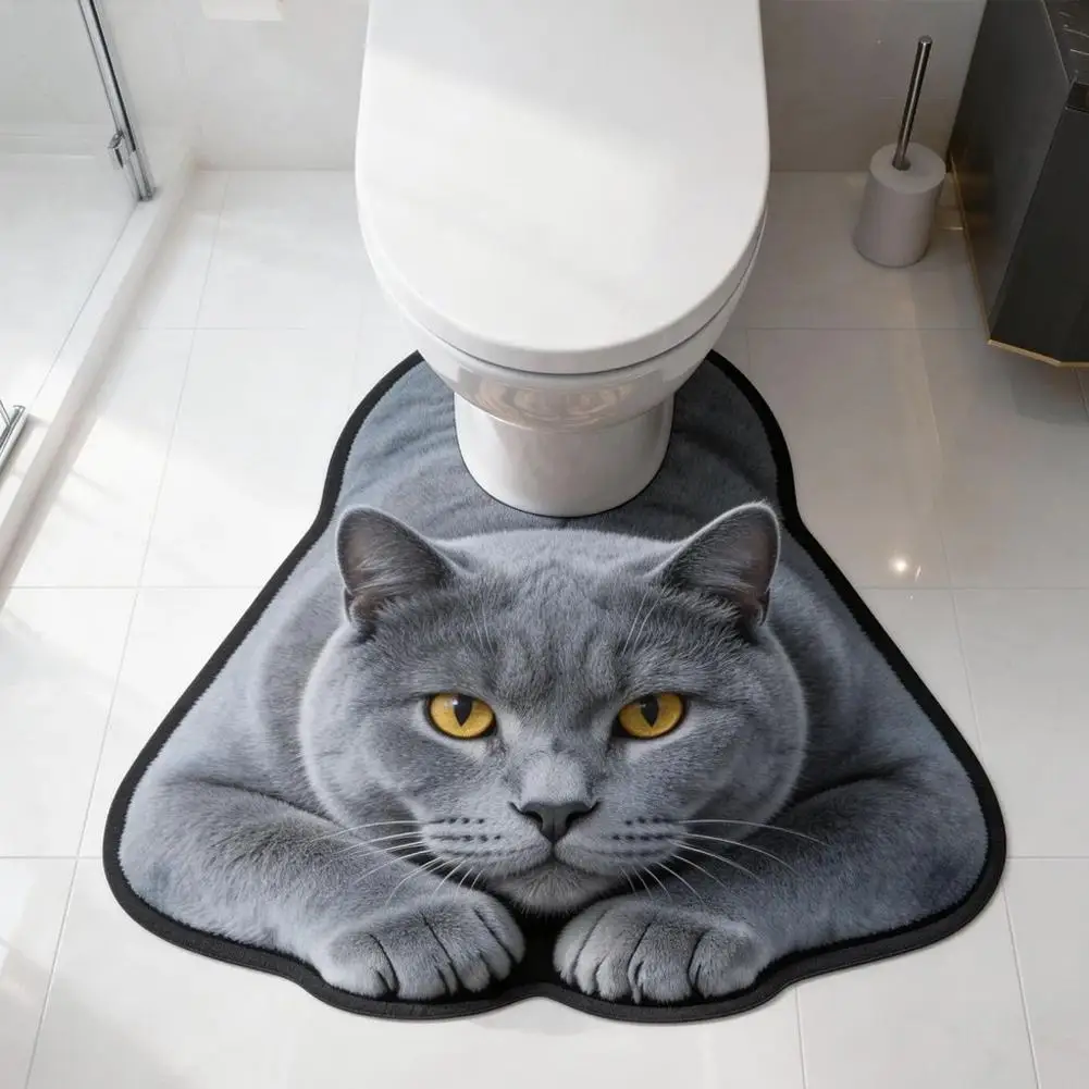 40X50cm Irregular Animal Bathroom Floor Mat Diatomaceous Earth Absorbent Splash Proof Mat U-Shaped Toilet Seat Mat