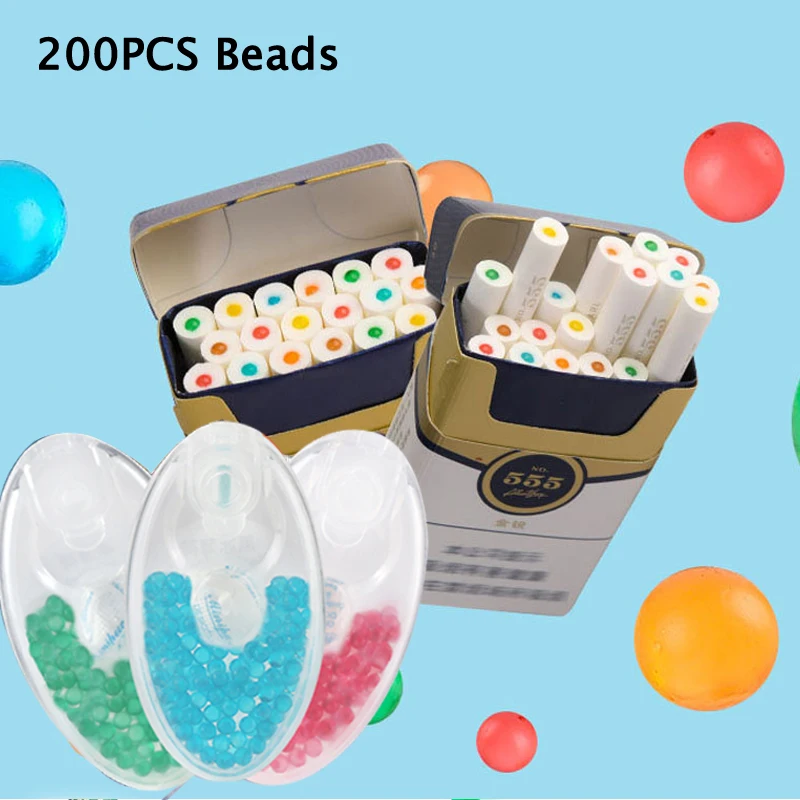 200PCS Mixed Bursting Beads Fruit Flavor Portable Cigarette Filter Click Balls Capsule Pusher Box For 7.6 5.2mm Smoking Gadgets