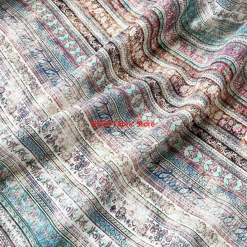 1 meter Ethnic Inspired Stripes Jacquard Cotton Fabric Digital Printing Cloth DIY Materials Patchwork Accessories for Sewing