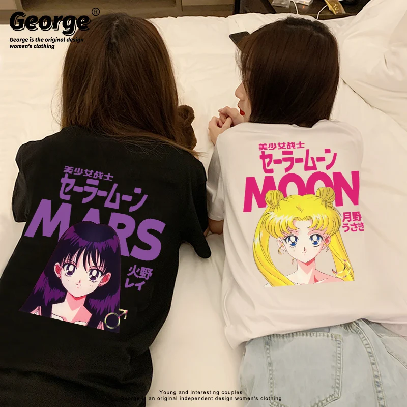 

Sailor Moon Usagi Short-sleeved T-shirt, Spring and Autumn Pure Cotton Loose Male and Female Student Best Friend Outfit