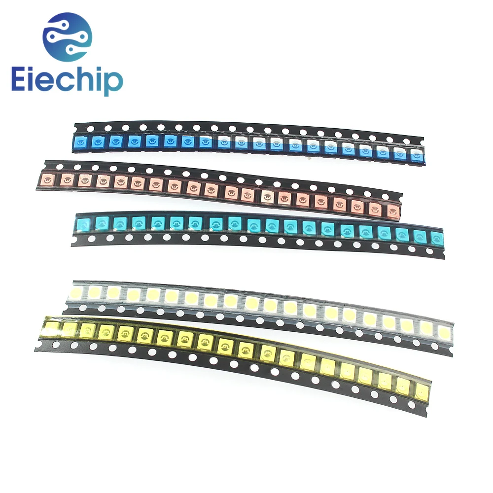 100pcs SMD 1210 LEDs Diode Kit 5 Colors Diy LED Lights Emitting Diodes Assortment Set Kit Red White Yellow Green Blue