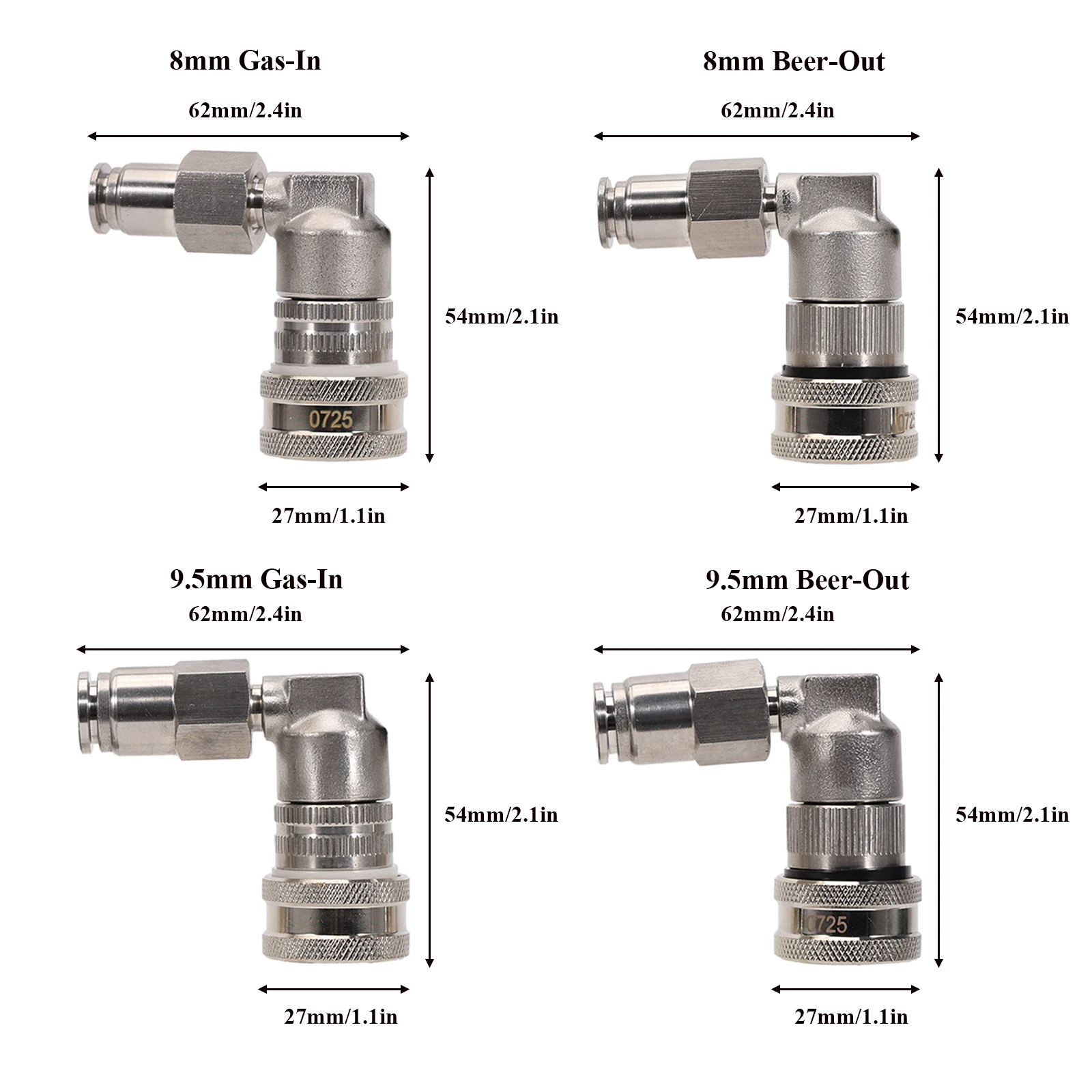 Brand New Stainless 8/9.5mm Push Ball Lock Disconnect  Homebrew Corny Keg Connector Gas/Liquid 1/4