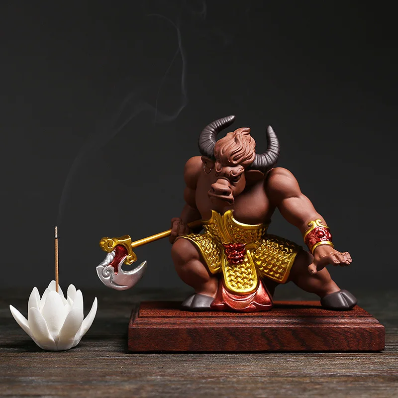 

Ox Demon Purple Clay Small Ornament Home Decor Incense Holder Desktop Creative Chinese Style
