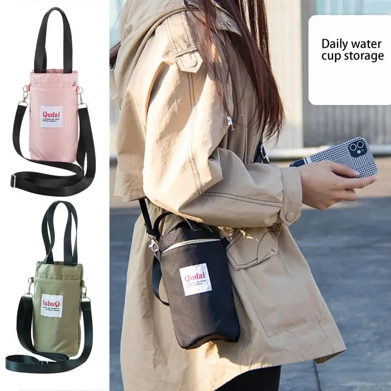 Water Bottle Sling For Hiking Portable Water Bottle Carry Bag With Strap Crossbody Water Cup Storage Sleeve Holder For Fishing