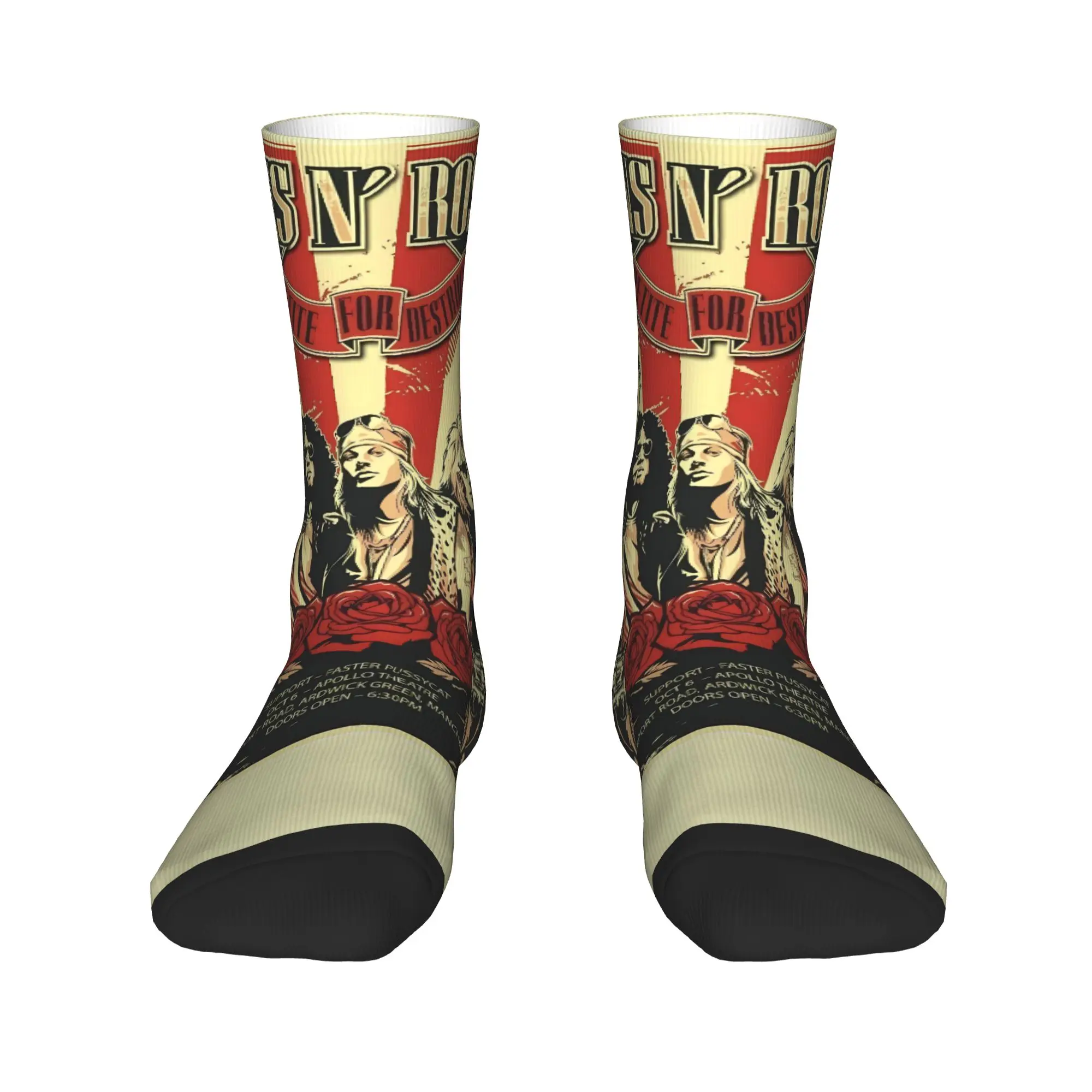 Guns N Roses Band Stockings  Pattern Gothic Socks Spring Anti Sweat Socks Adults Men Running Sports Medium Soft Socks